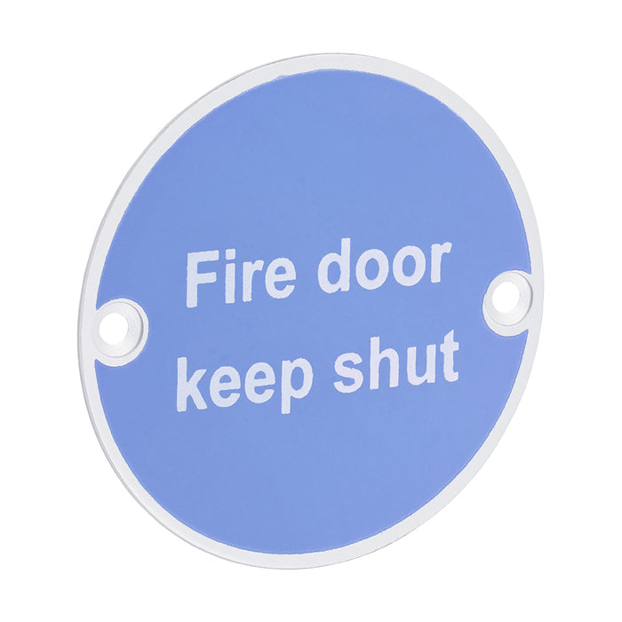 Fire Door Keep Shut Sign - Satin Anodised Aluminium