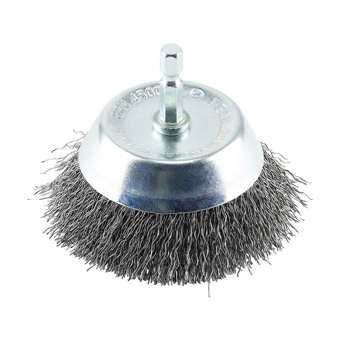 Drill Cup Brush - Crimped Steel Wire