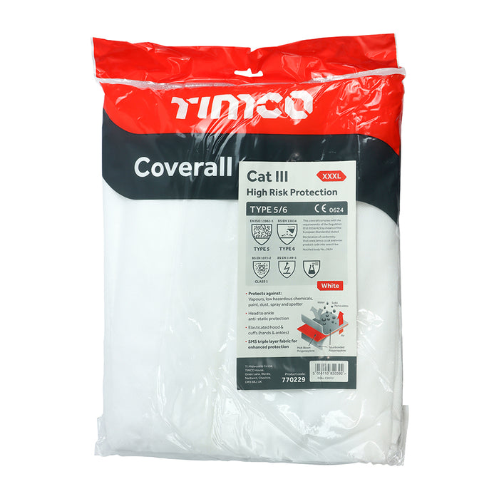 Cat III Type 5/6 Coverall - High Risk Protection - White