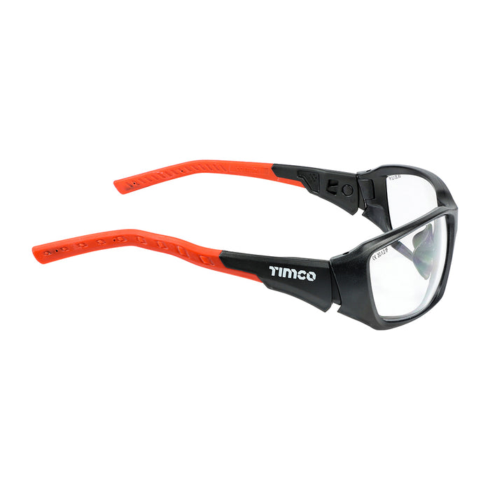 Sports Style Safety Glasses - With Adjustable Temples - Clear