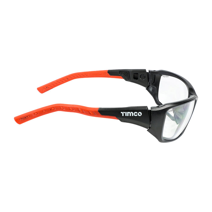 Sports Style Safety Glasses - With Adjustable Temples - Clear