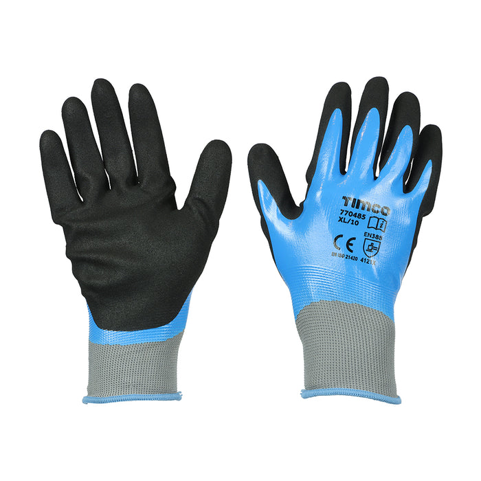 Waterproof Grip Gloves - Sandy Nitrile Foam Coated Polyester