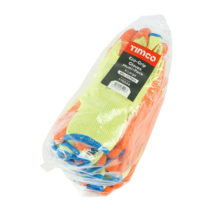 Eco-Grip Gloves - Crinkle Latex Coated Polycotton - Multi Pack