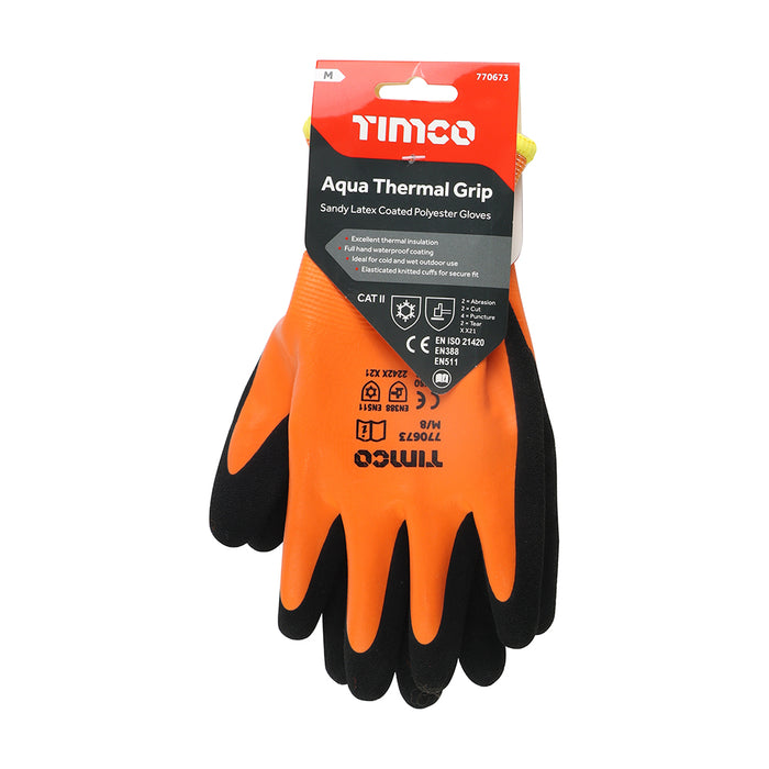 Aqua Thermal Grip Glove - Sandy Latex Coated Polyester