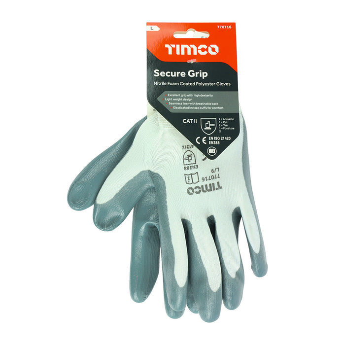 Secure Grip Gloves - Smooth Nitrile Foam Coated Polyester