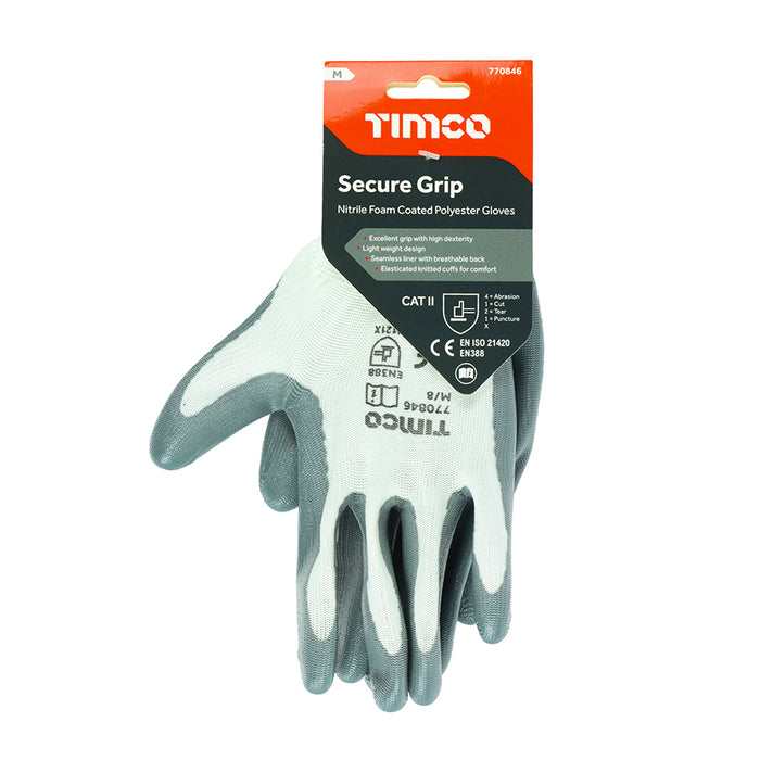 Secure Grip Gloves - Smooth Nitrile Foam Coated Polyester