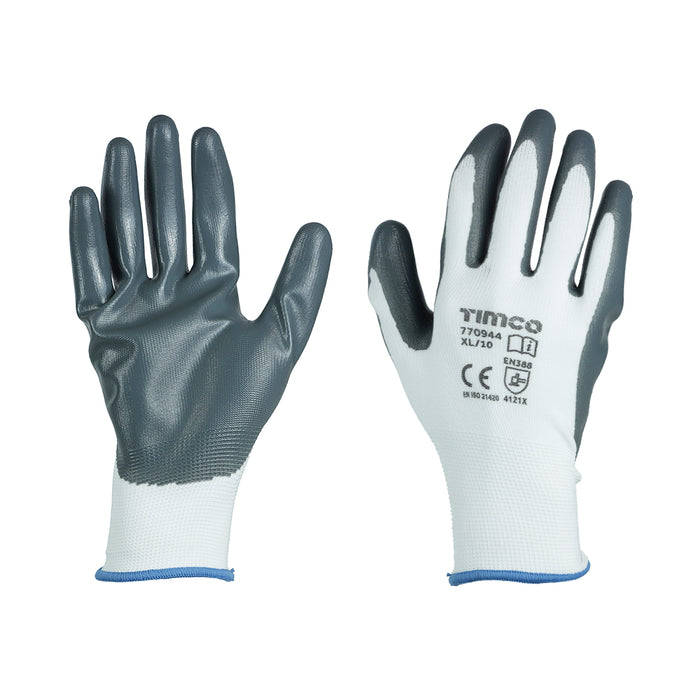 Secure Grip Gloves - Smooth Nitrile Foam Coated Polyester