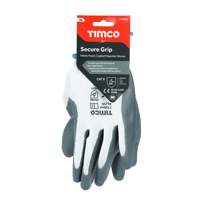 Secure Grip Gloves - Smooth Nitrile Foam Coated Polyester