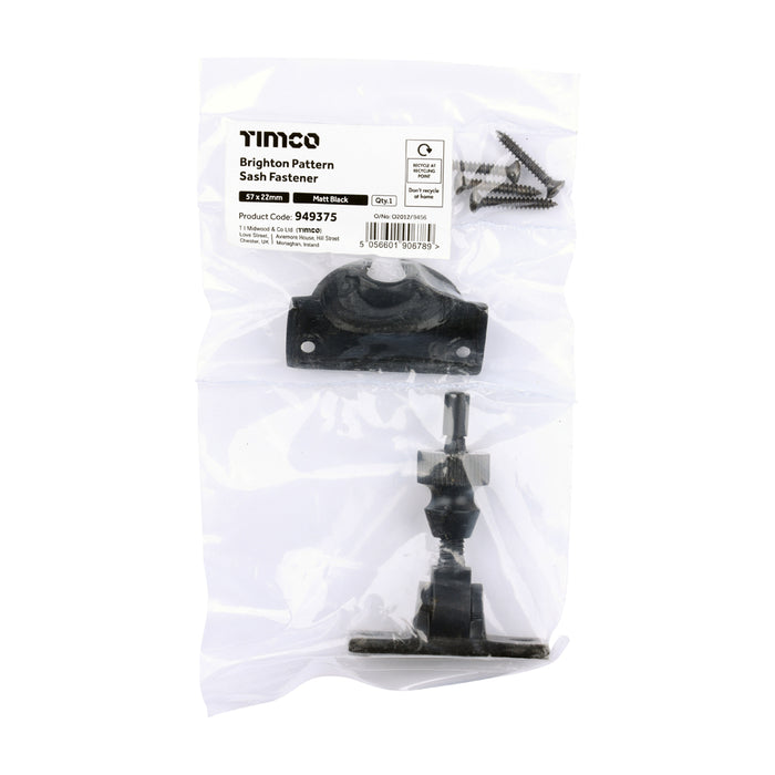Brighton Pattern Sash Fastener - Matt Black
