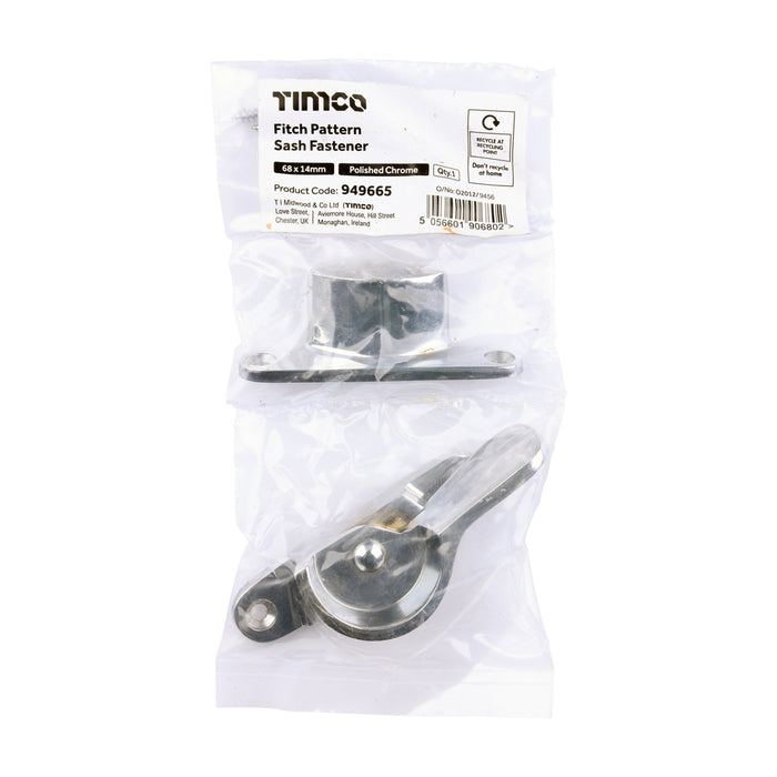 Fitch Pattern Sash Fastener - Polished Chrome