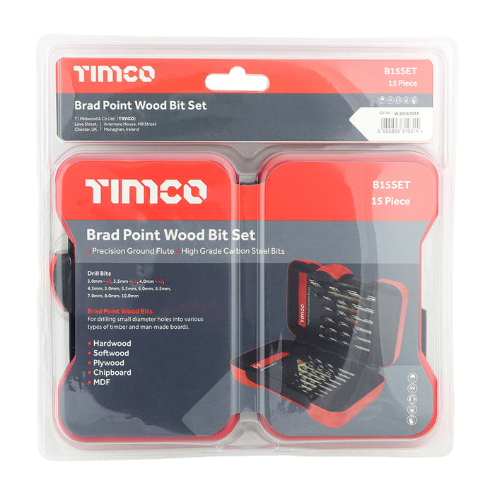 Brad Point Wood Bit Set