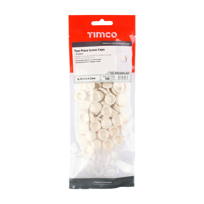 Two Piece Screw Caps - Cream