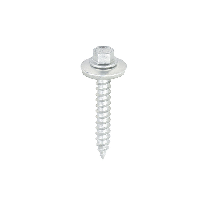 Metal Construction Thin Sheet Metal to Timber Screws - Hex - EPDM Washer - Slash Point - Exterior - Silver Organic