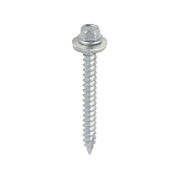 Metal Construction Thin Sheet Metal to Timber Screws - Hex - EPDM Washer - Slash Point - Exterior - Silver Organic