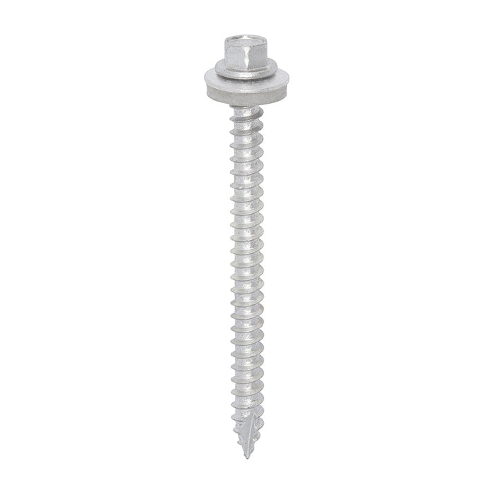 Metal Construction Thin Sheet Metal to Timber Screws - Hex - EPDM Washer - Slash Point - Exterior - Silver Organic