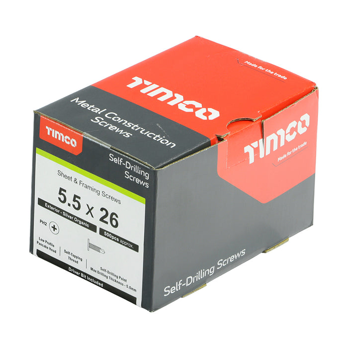 Metal Construction Sheet & Framing Screws - PH - Low Profile Pancake - Exterior - Silver Organic