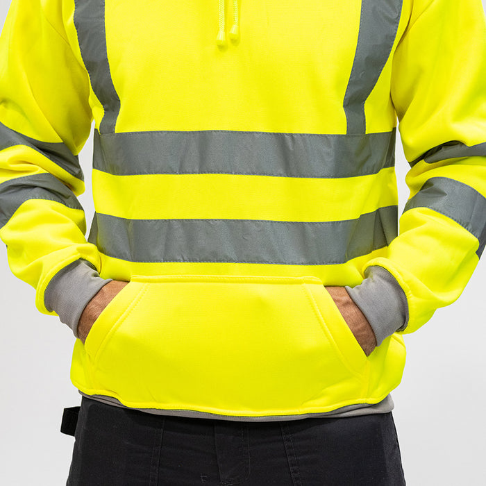 Hi-Visibility Sweatshirt with Hood - Yellow