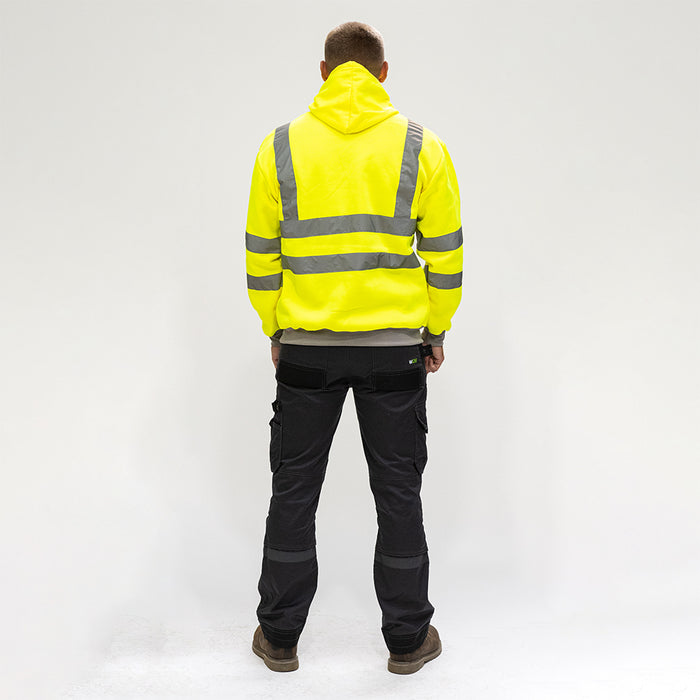 Hi-Visibility Sweatshirt with Hood - Yellow