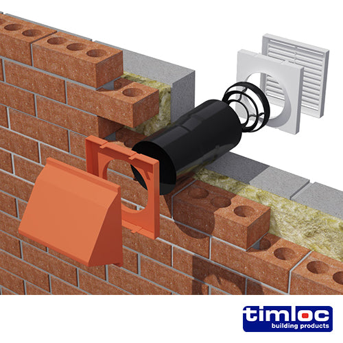 Timloc Aero Core Through-Wall Vent High Rise and Baffle - Terracotta - ACV7HRTE