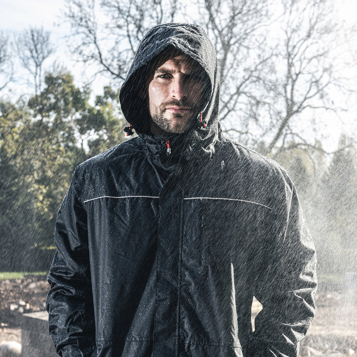 Waterproof Lined Rain Jacket - Black