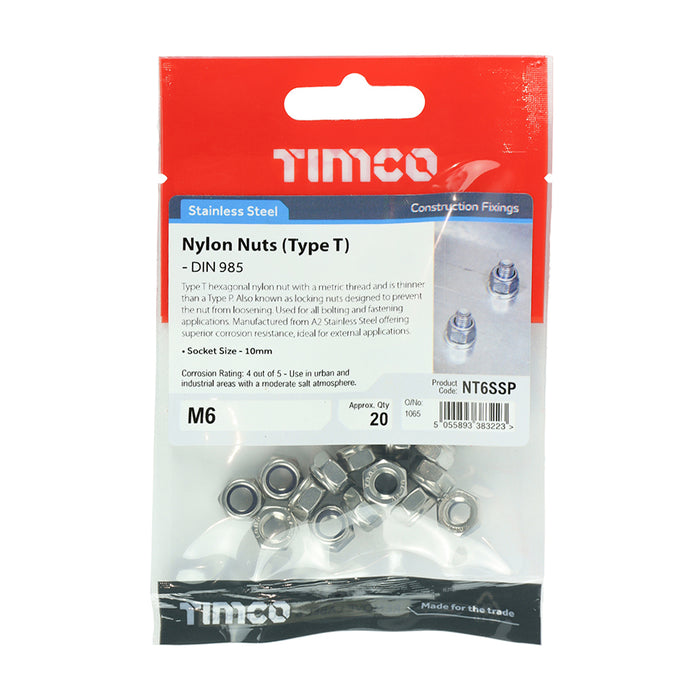 Nylon Nuts - Type T - Stainless Steel