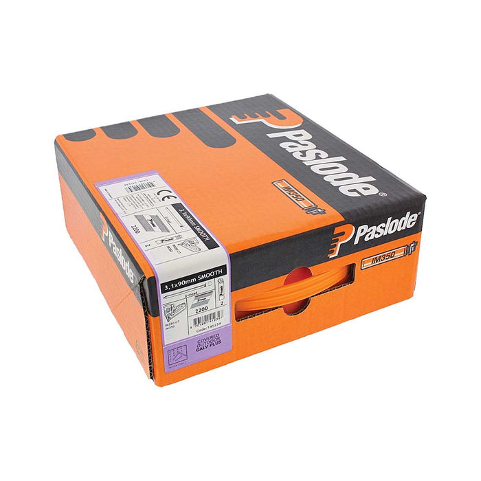 Paslode IM350+ Nails & Fuel Cells Trade Pack - Plain Shank - Galvanised + - 141234