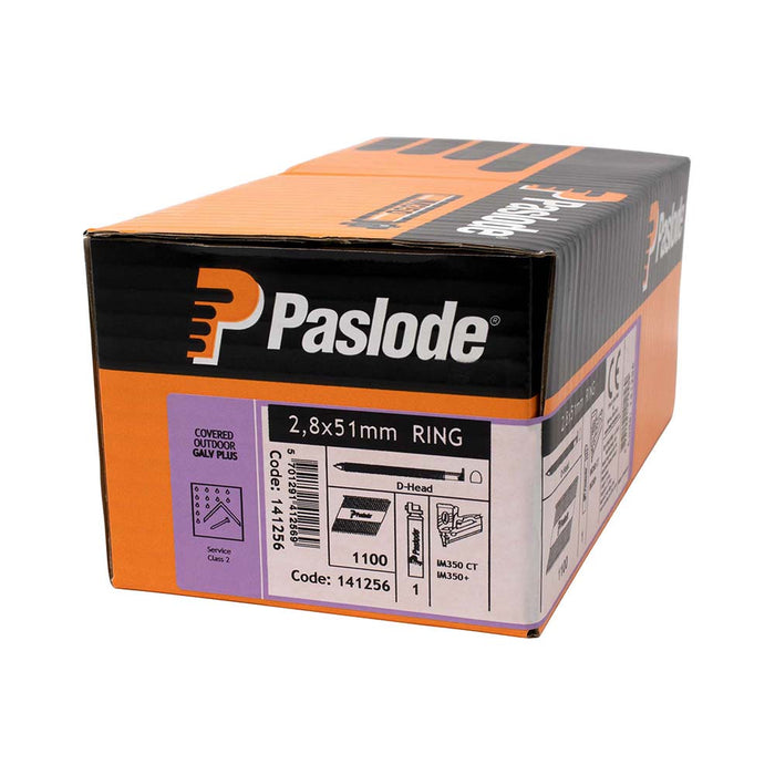 Paslode IM350+ Nails & Fuel Cells Retail Pack - Ring Shank - Galvanised + - 141256