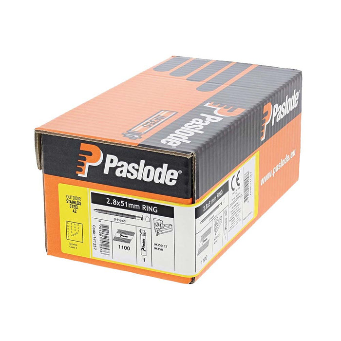 Paslode IM350+ Nails & Fuel Cells Retail Pack - Ring Shank - Stainless Steel - 141257