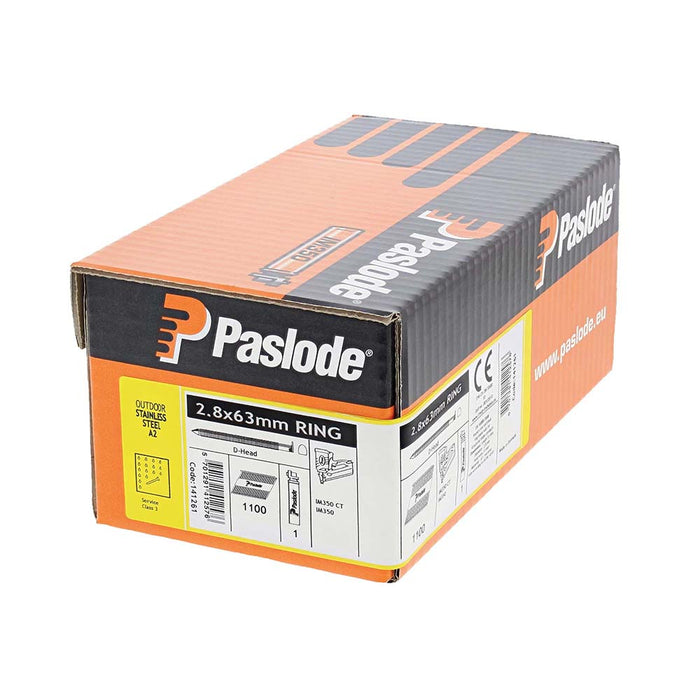 Paslode IM350+ Nails & Fuel Cells Retail Pack - Ring Shank - Stainless Steel - 141261