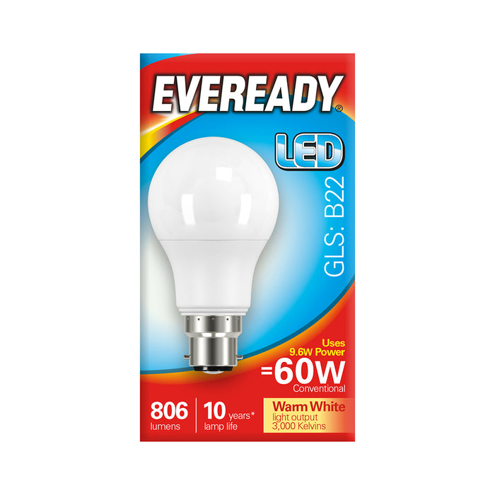 Eveready LED GLS Light Bulb - B22 - 806 Lumen - 8.8W - Warm Light