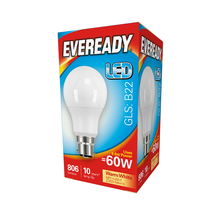 Eveready LED GLS Light Bulb - B22 - 806 Lumen - 8.8W - Warm Light