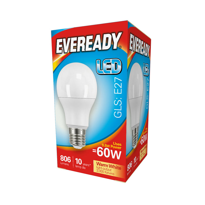 Eveready LED GLS Light Bulb - E27 - 806 Lumen - 8.8W - Warm Light