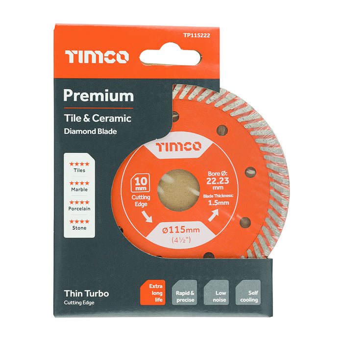 Premium Tile & Ceramic Diamond Blade - Thin Turbo