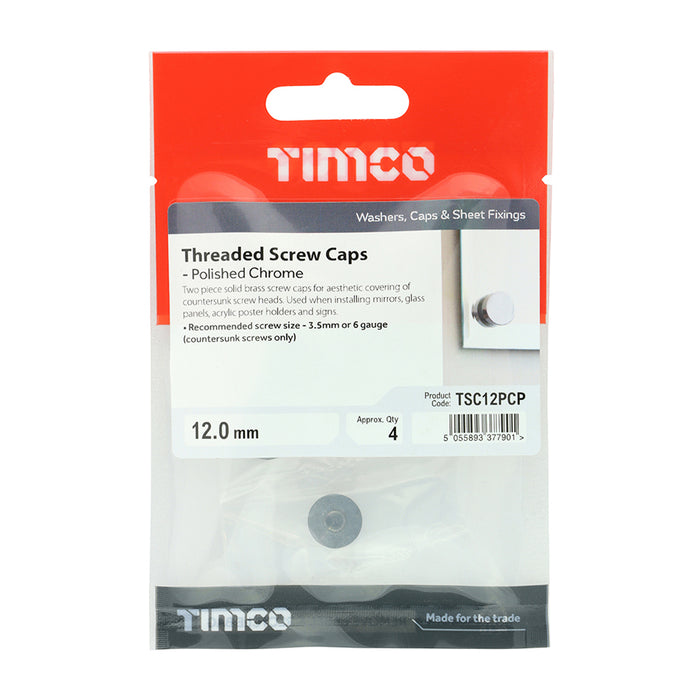 Threaded Screw Caps - Solid Brass - Polished Chrome