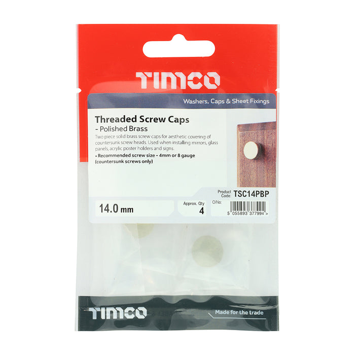 Threaded Screw Caps - Solid Brass - Polished Brass