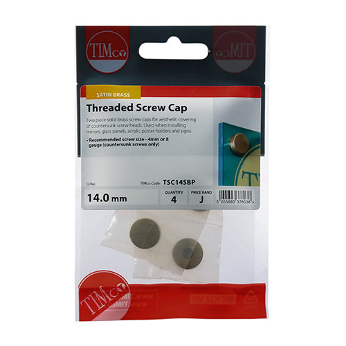 Threaded Screw Caps - Solid Brass - Satin