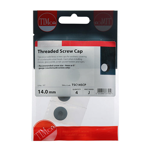 Threaded Screw Caps - Solid Brass - Satin Chrome