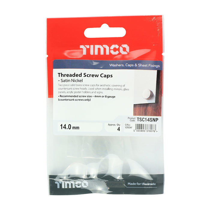 Threaded Screw Caps - Solid Brass - Satin Nickel
