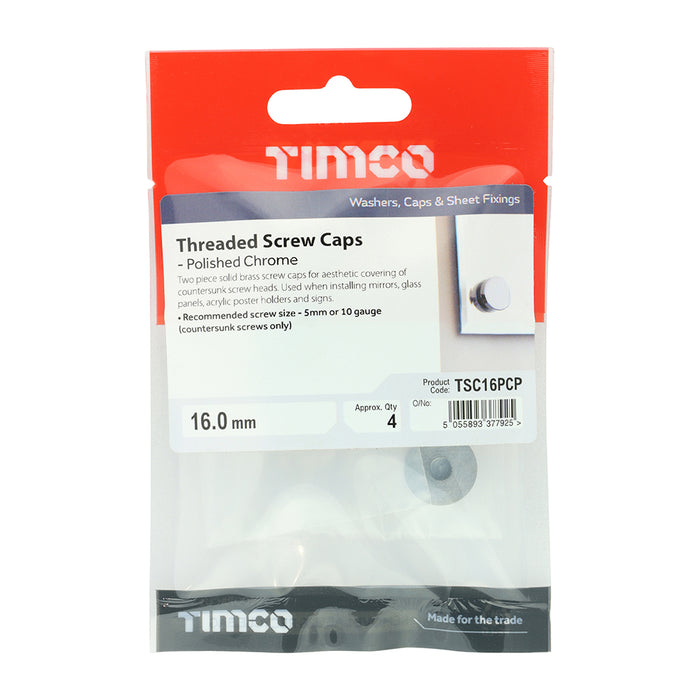 Threaded Screw Caps - Solid Brass - Polished Chrome