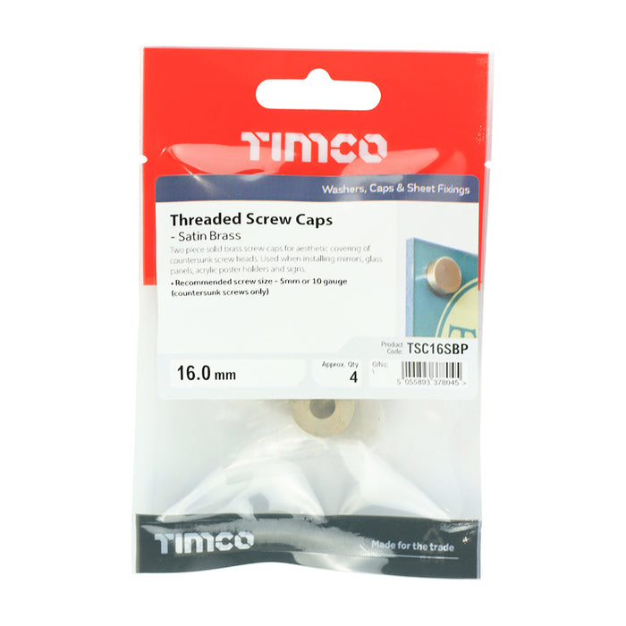 Threaded Screw Caps - Solid Brass - Satin