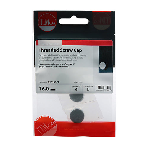 Threaded Screw Caps - Solid Brass - Satin Chrome