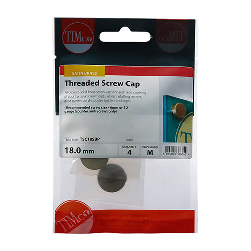 Threaded Screw Caps - Solid Brass - Satin