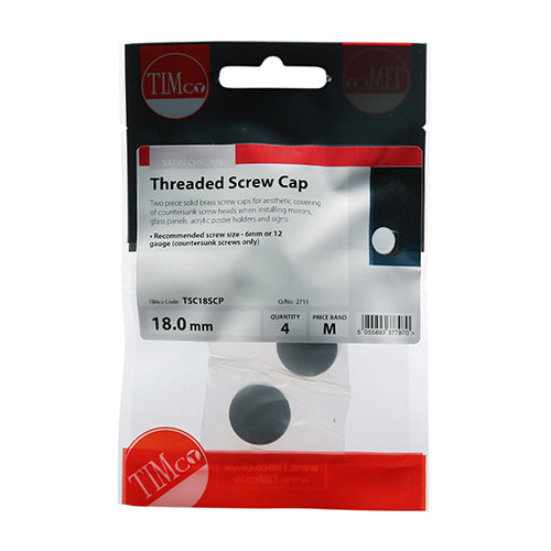 Threaded Screw Caps - Solid Brass - Satin Chrome