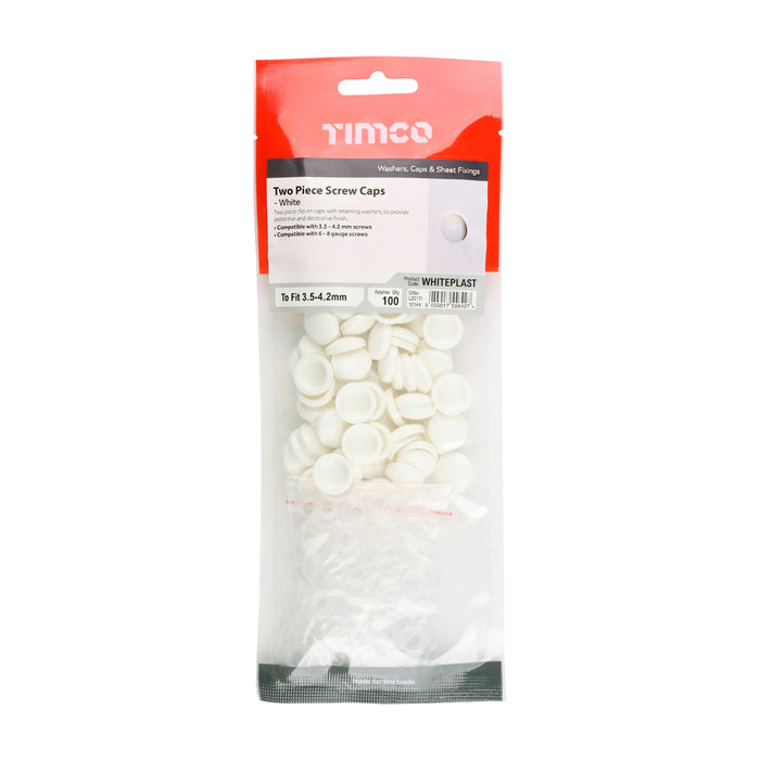 Two Piece Screw Caps - White