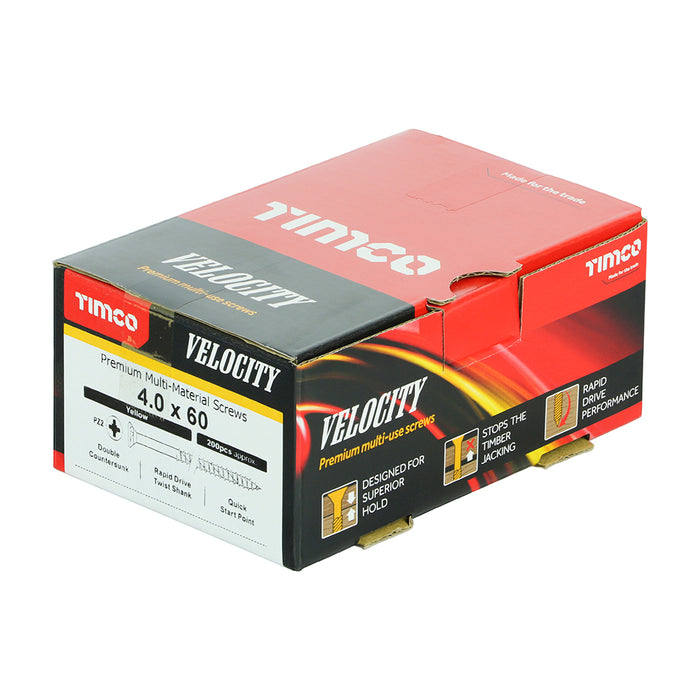 TIMCO Velocity Premium Multi-Use Countersunk Gold Woodscrews - 4.0 x 60