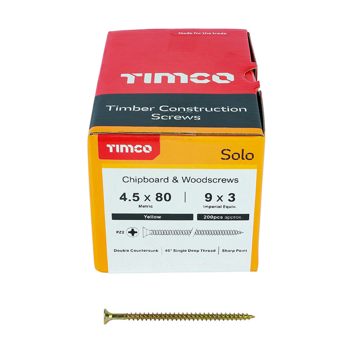 TIMCO Solo Countersunk Gold Woodscrews - 4.5 x 80