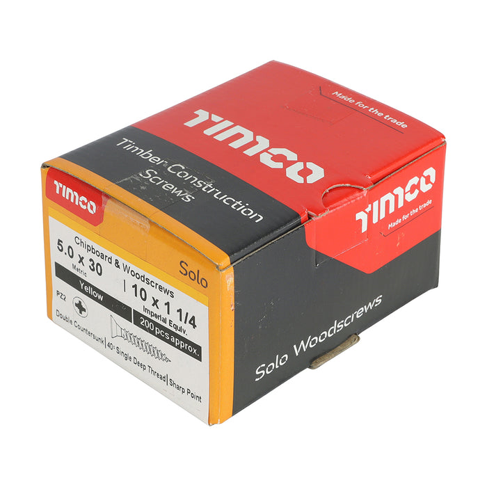 TIMCO Solo Countersunk Gold Woodscrews - 5.0 x 30