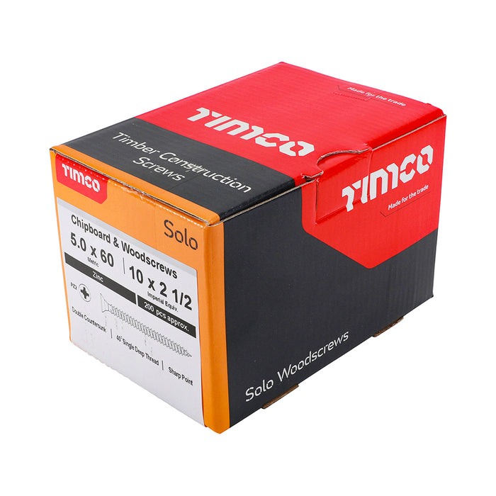 TIMCO Solo Countersunk Silver Woodscrews - 5.0 x 60