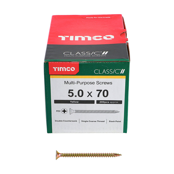 TIMCO Classic Multi-Purpose Countersunk Gold Woodscrews - 5.0 x 70