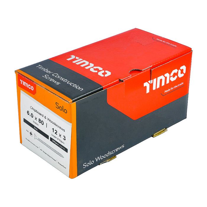 TIMCO Solo Countersunk Silver Woodscrews - 6.0 x 80